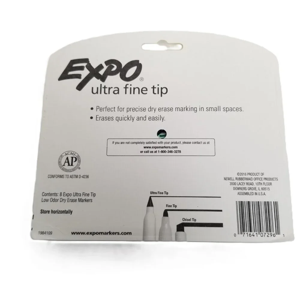 Expo Ultra Fine Tip Dry Erase Markers 8 Pack Assorted Office